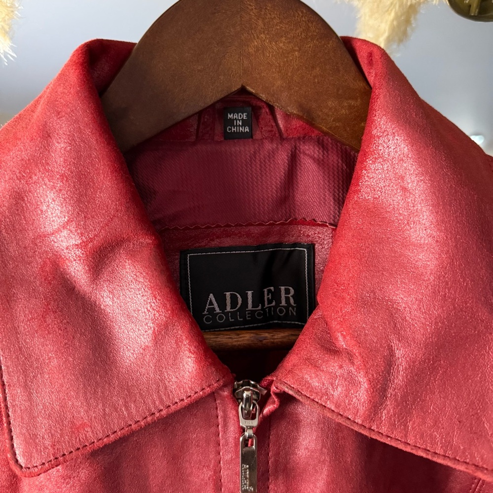 Adler Collection Women’s Red Genuine Leather Zipper Jacket Classic Stylish - Picture 2 of 12